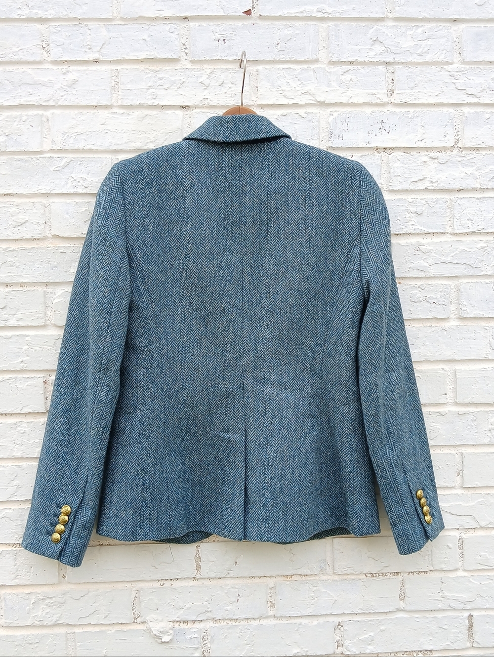 J. Crew Campbell Blazer Wool Blue Herringbone - Picture 9 of 9